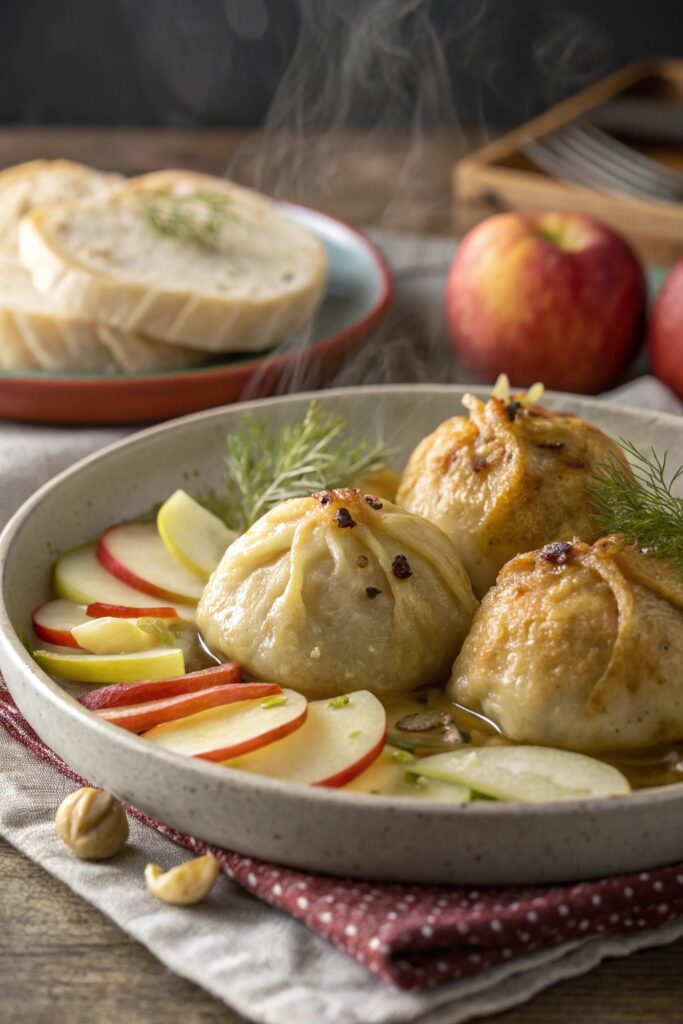 ginger infused apple dumplings dessert