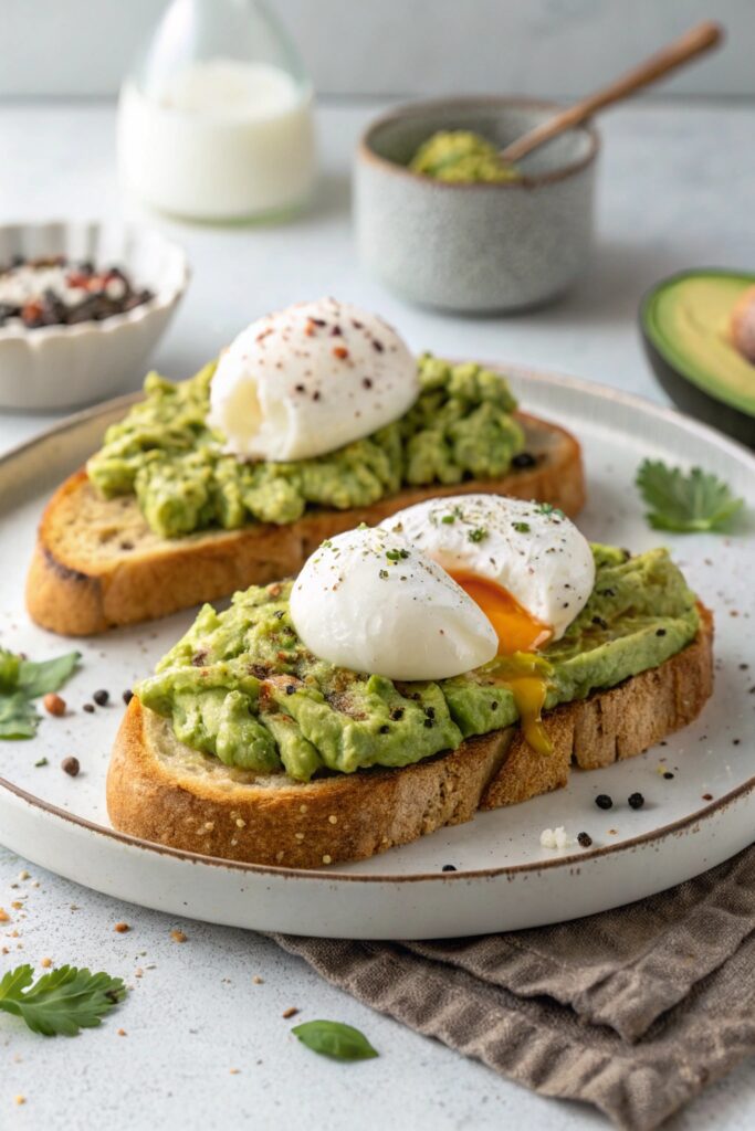 creamy avocado poached eggs