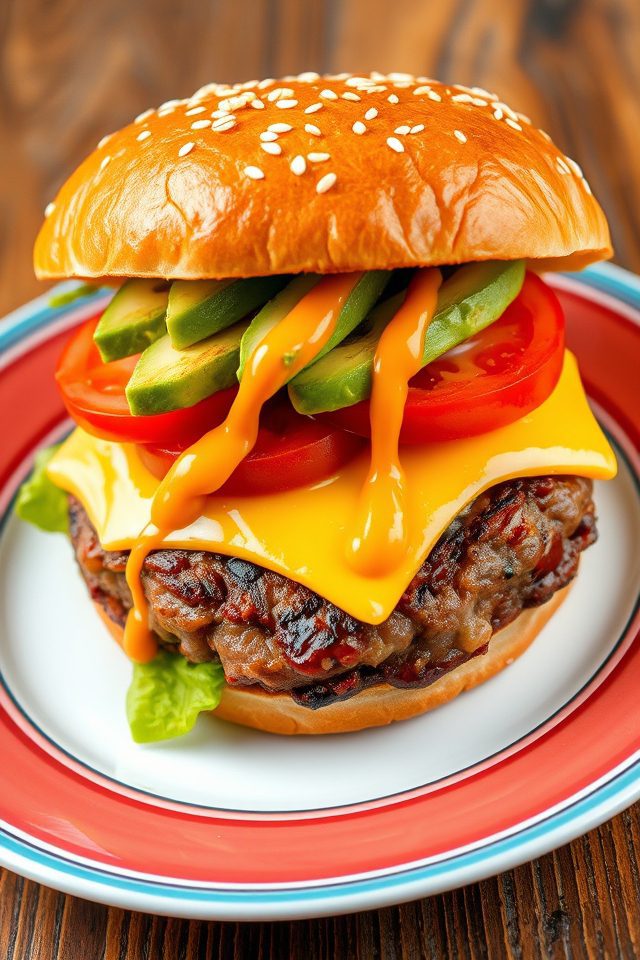avocado infused spicy burger