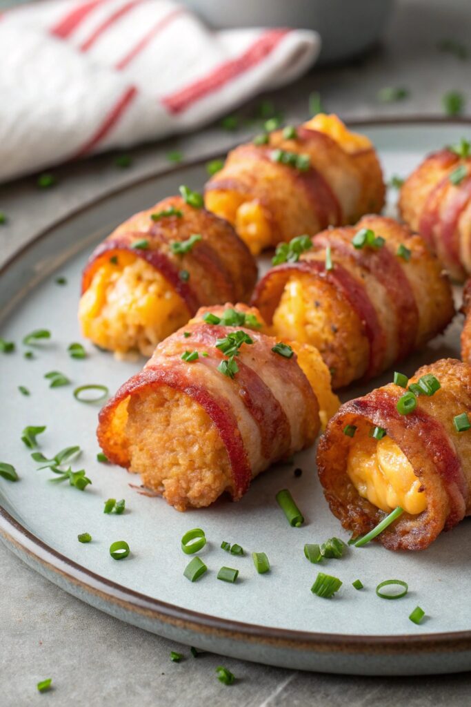 bacon wrapped tater tots delight