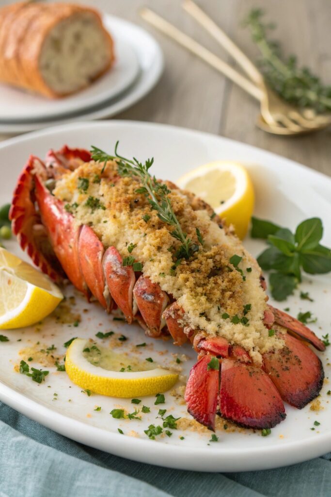 baked lobster with breadcrumbs