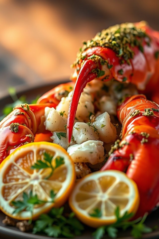 baked lobster with herb crust
