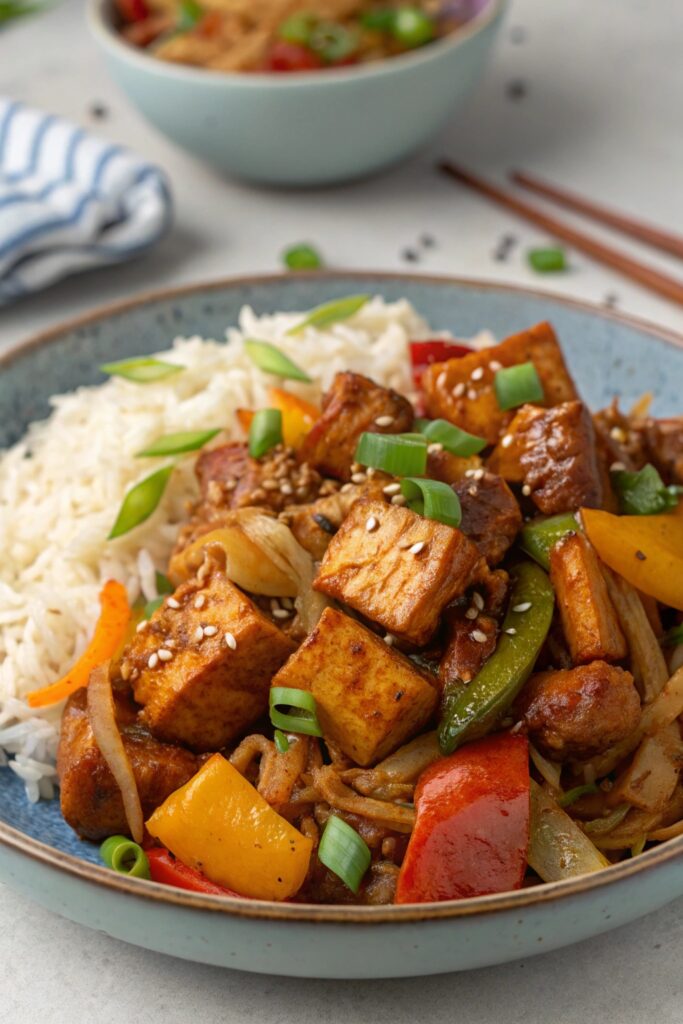 vegan bbq jackfruit stir fry