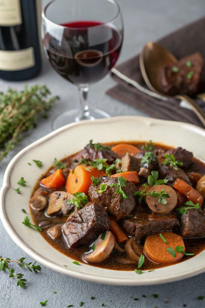 beef bourguignon and pinot noir
