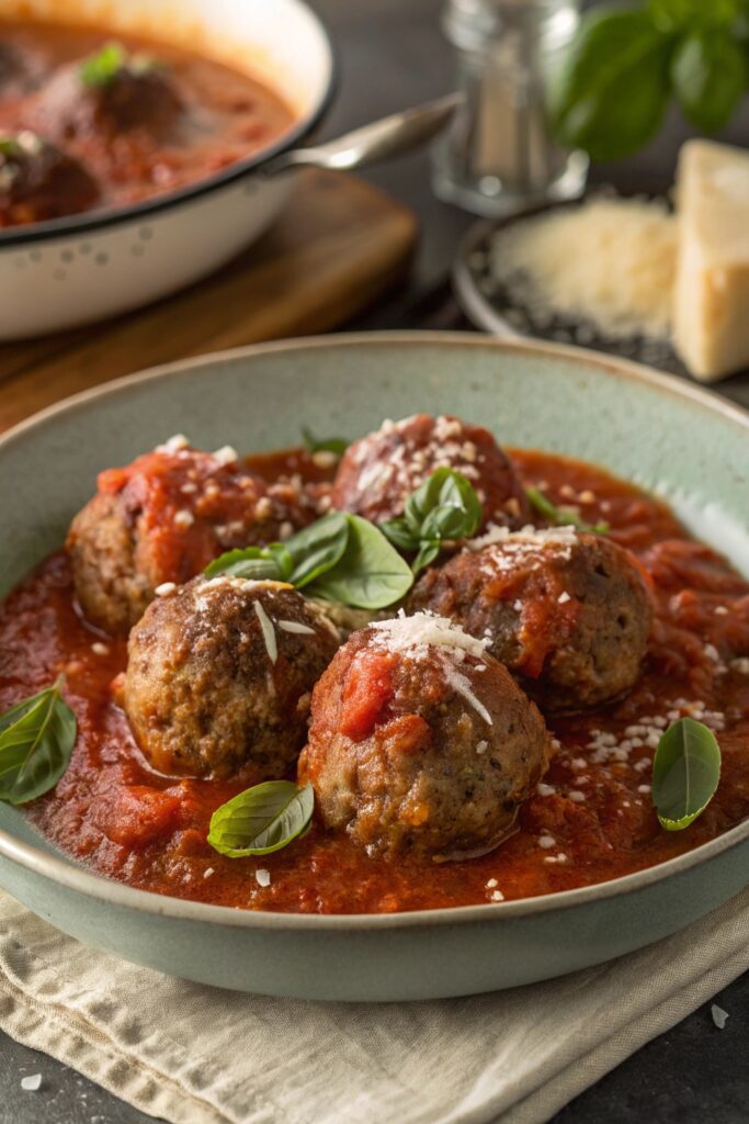 delicious beef meatballs marinara