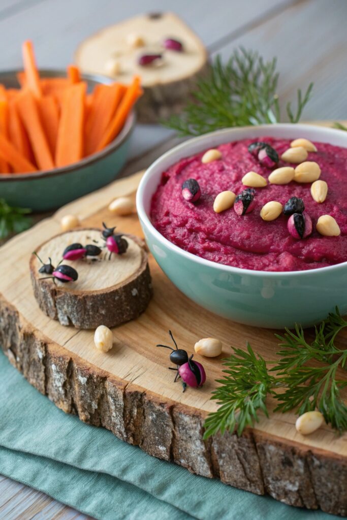 beet hummus with pine nuts