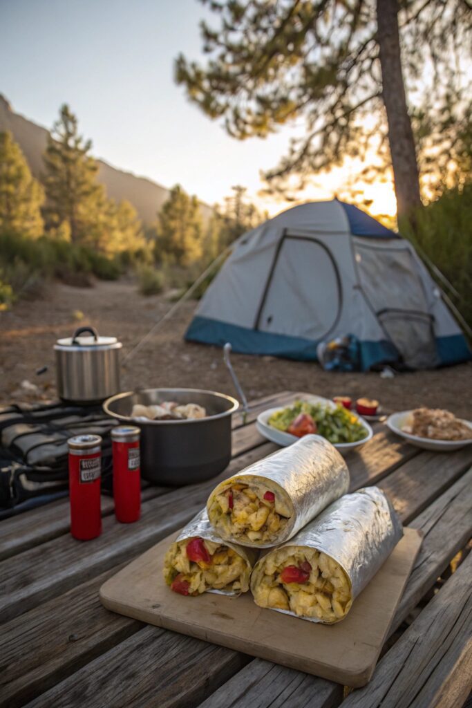 convenient camping breakfast burritos