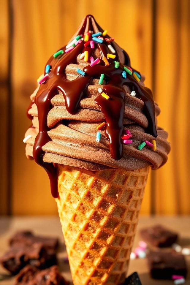 brownie ice cream cone delight