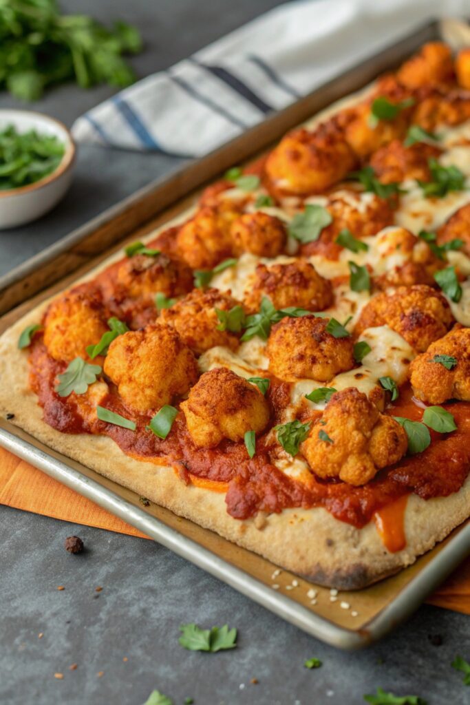buffalo cauliflower cheese pizza