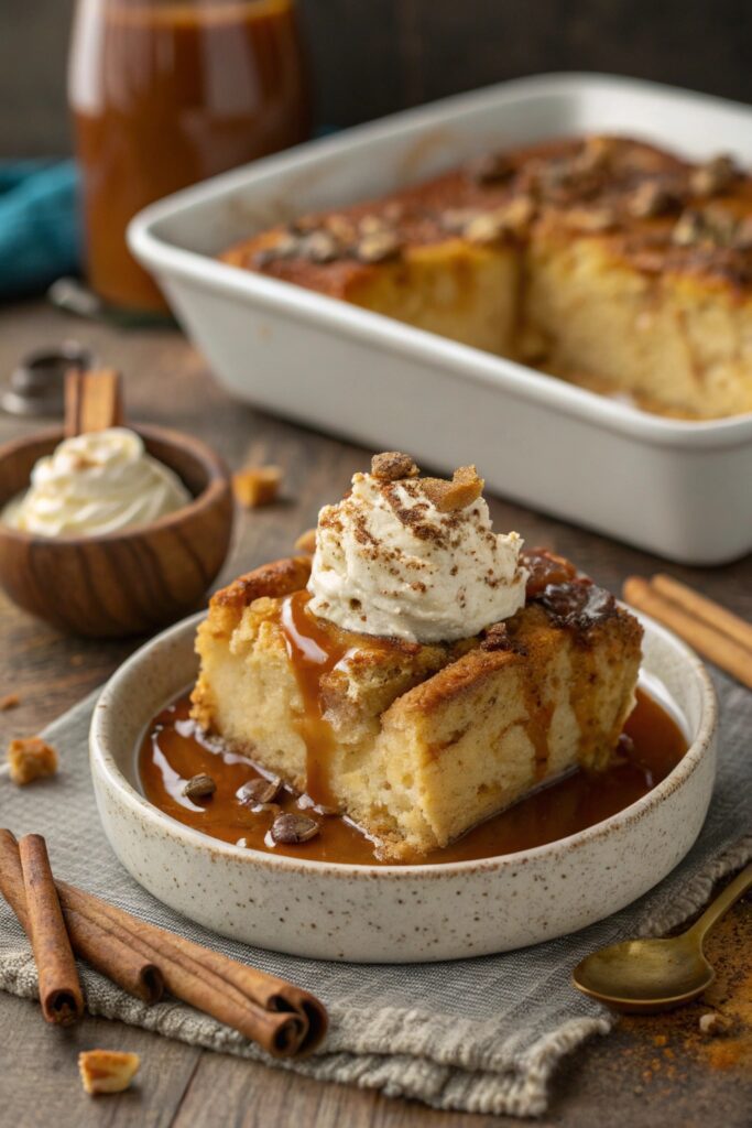 butterscotch infused bread pudding