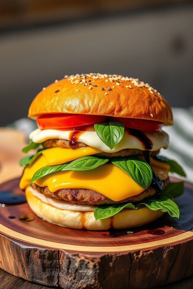 caprese inspired cheeseburger delight