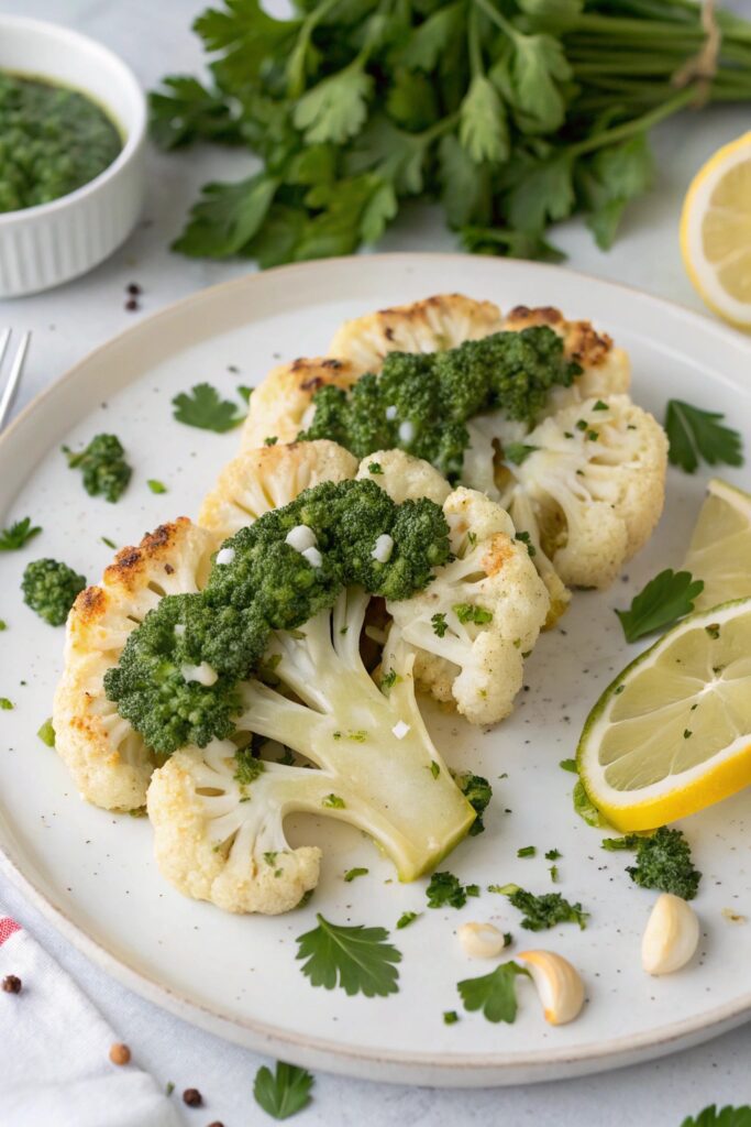 cauliflower steaks with chimichurri