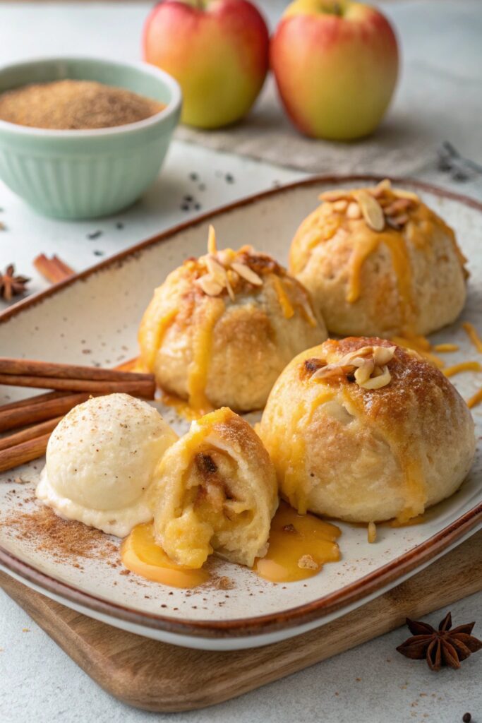 cheesy apple filled crescent dumplings