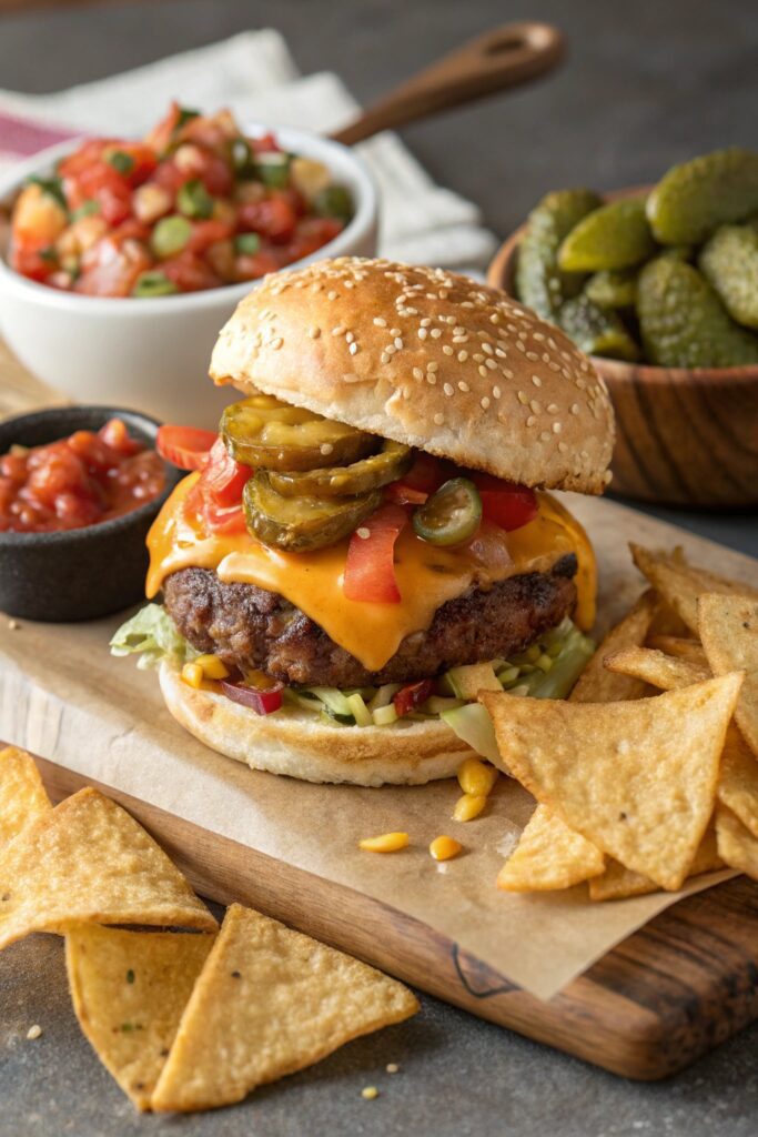 cheesy nacho burger delight