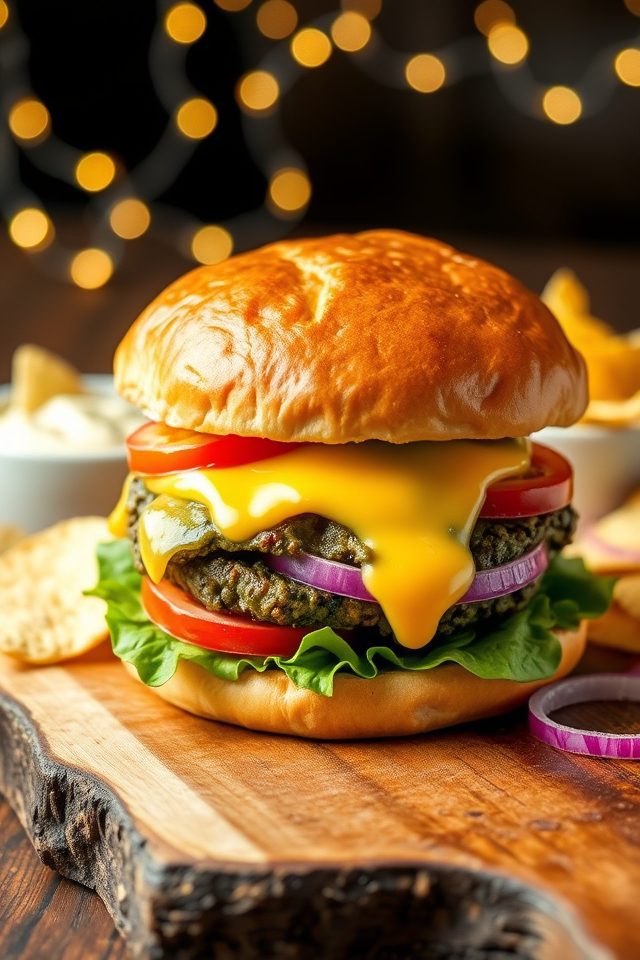 cheesy spinach artichoke burger