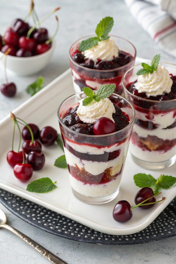 cherries layered with ice cream