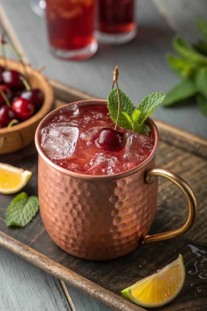 cherry infused ginger beer cocktail