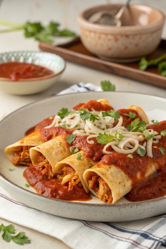 delicious shredded chicken enchiladas