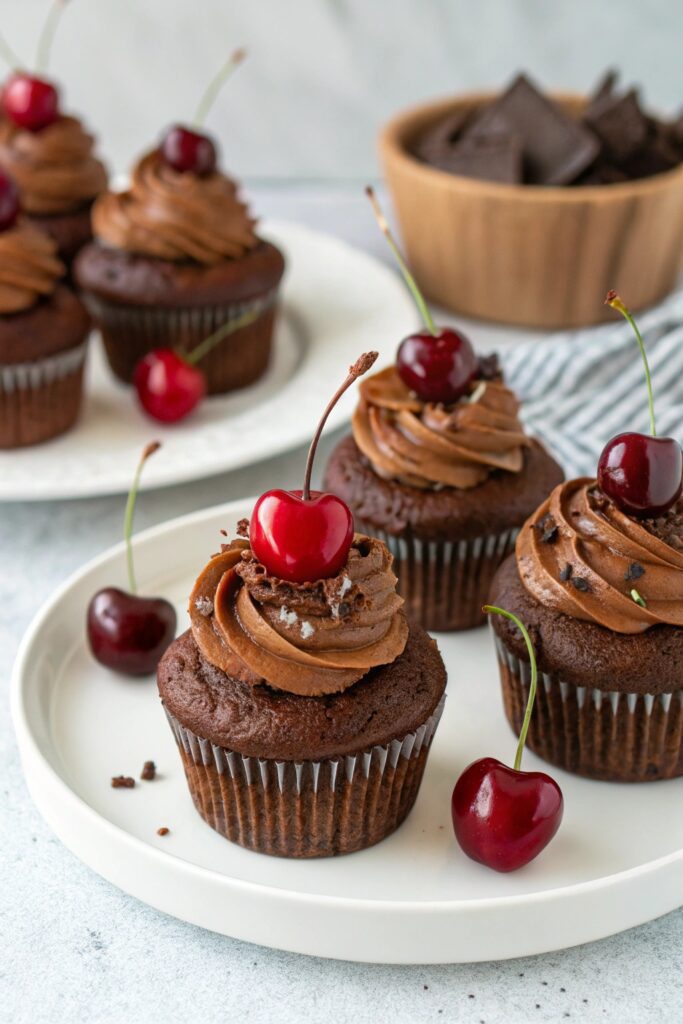 chocolate cherry dessert cupcakes