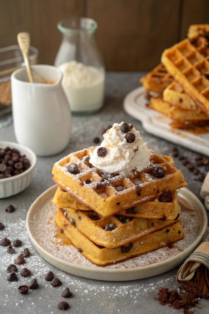 indulgent chocolate chip waffles