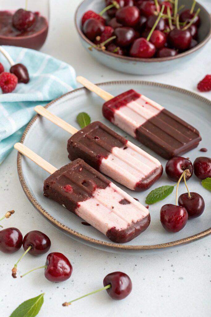 chocolate covered cherry popsicles
