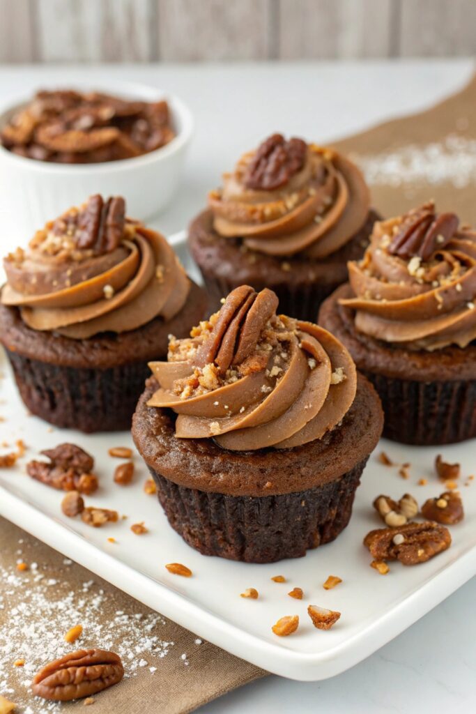 chocolate pecan pie cupcakes