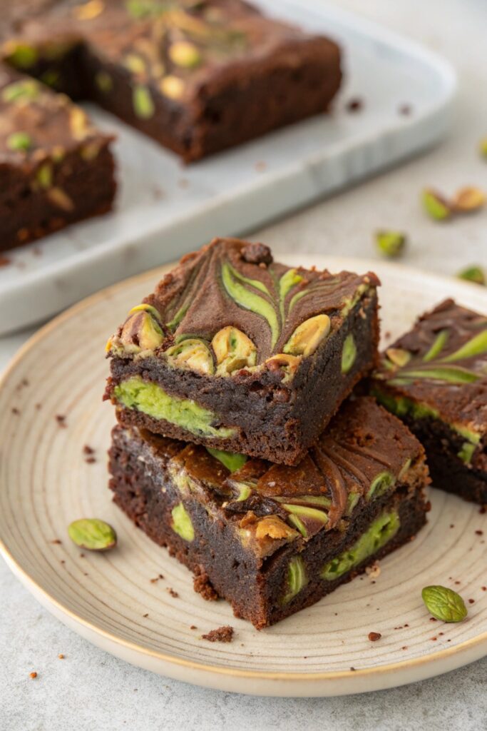 decadent chocolate pistachio brownies