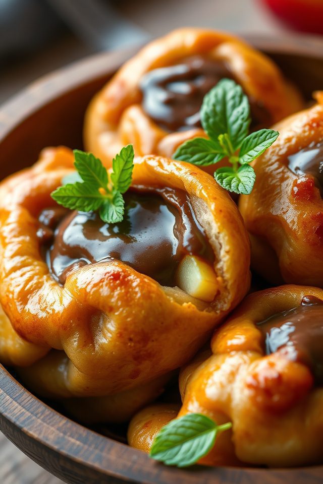chocolate filled apple dumplings