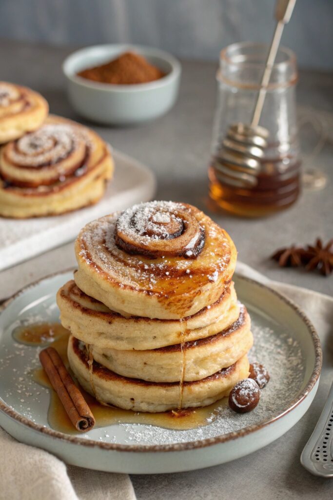 indulgent cinnamon roll pancakes