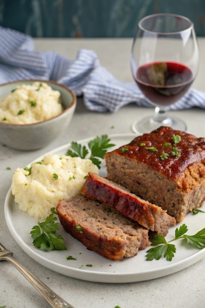 comforting meatloaf and potatoes