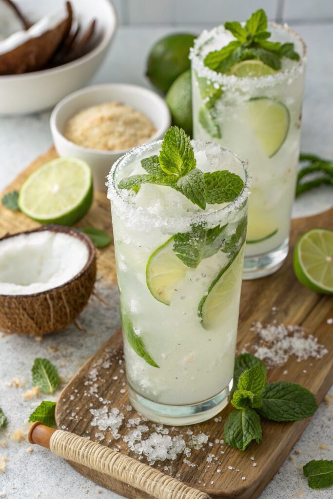 tropical sparkling coconut mojito