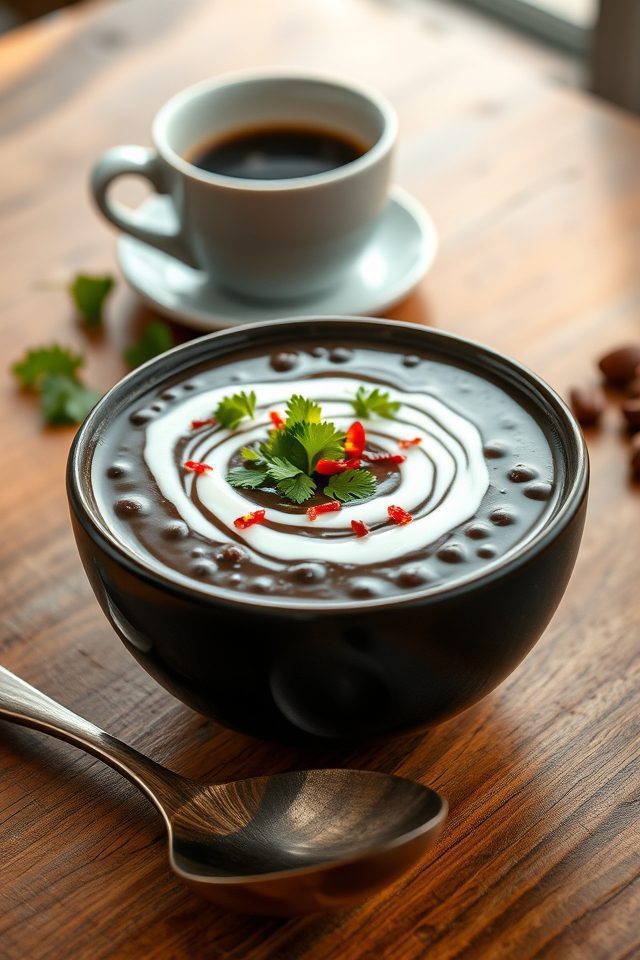 coffee infused black bean soup