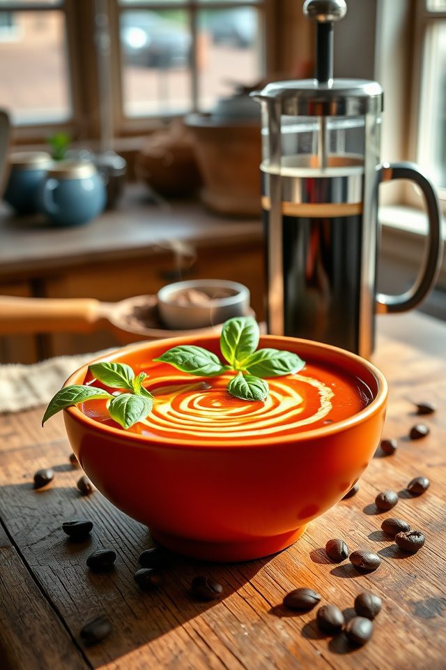coffee infused roasted tomato soup