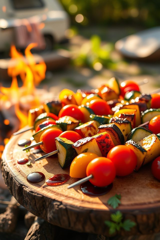 colorful grilled vegetable skewers