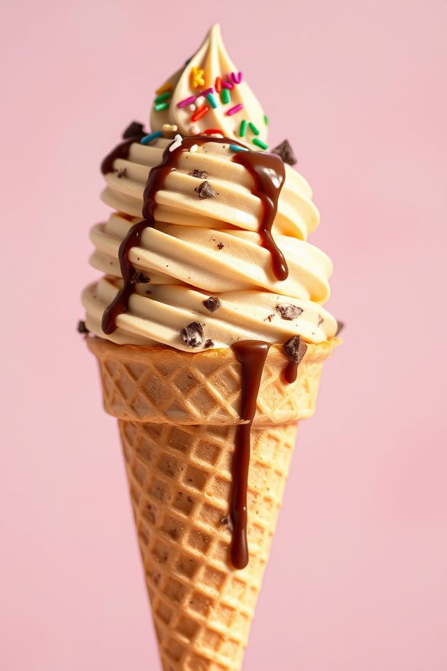cookie dough ice cream cone