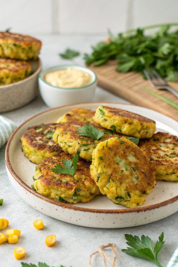 crispy corn zucchini patties
