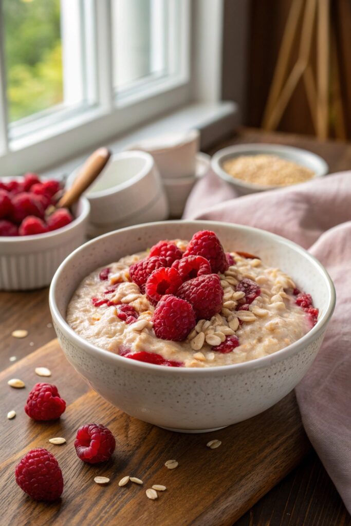 creamy raspberry oatmeal delight