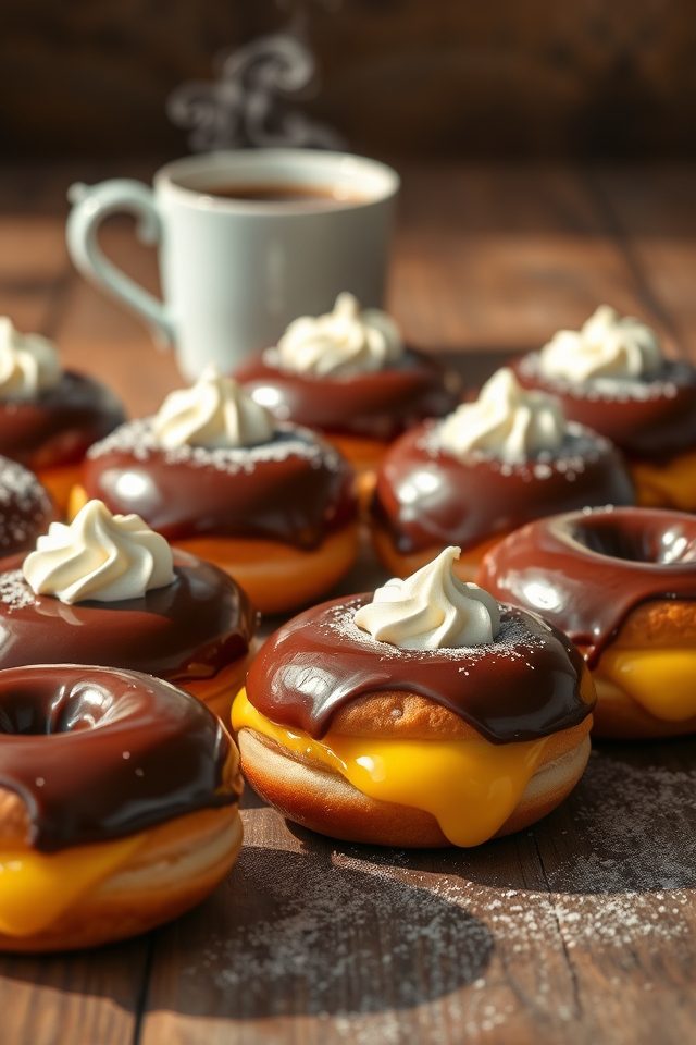 creamy custard chocolate donuts