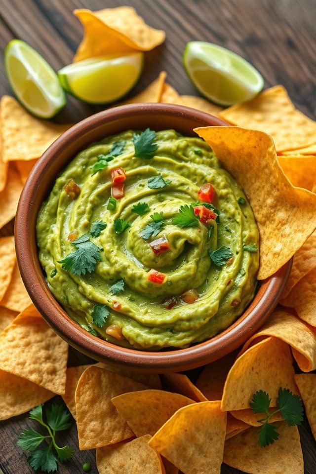 creamy guacamole with chips