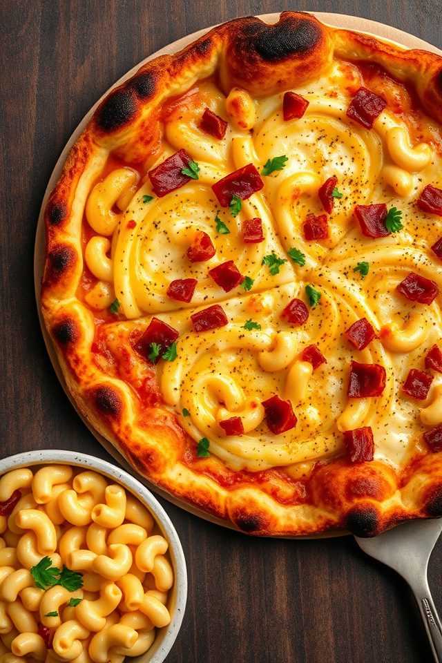 creamy macaroni cheese pizza