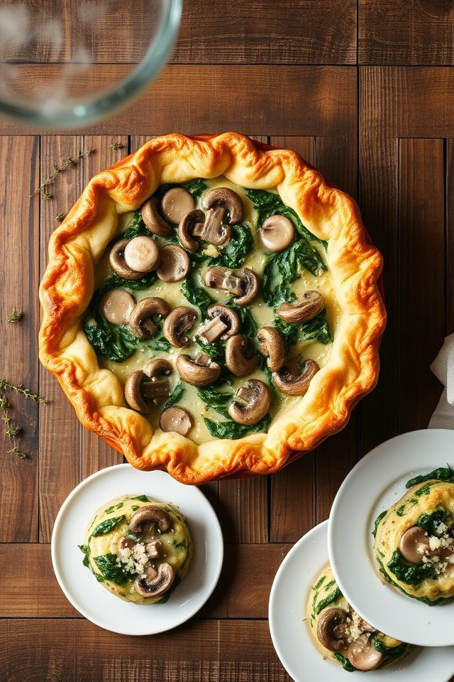 creamy mushroom spinach pot pie