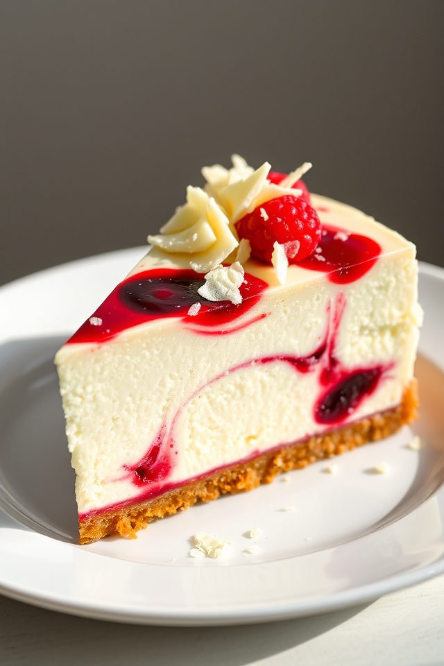 creamy raspberry chocolate cheesecake