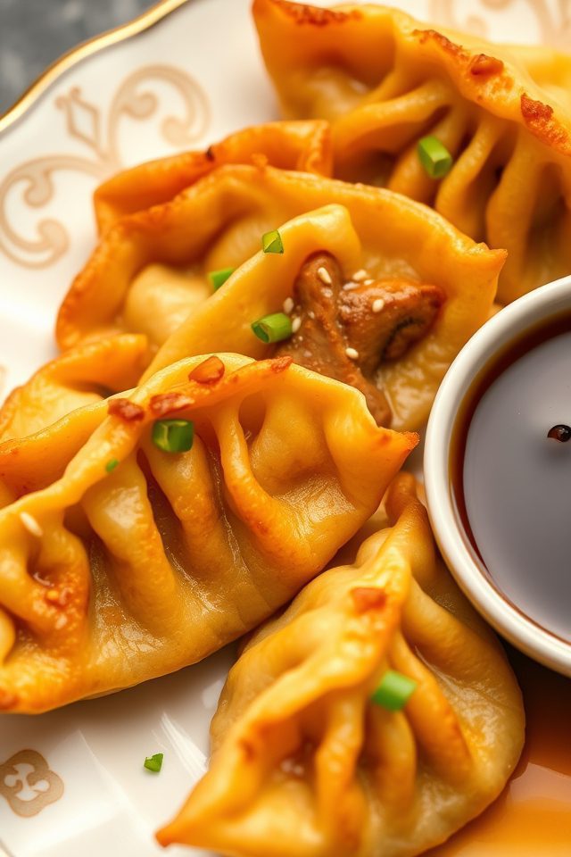 crispy chicken mushroom potstickers
