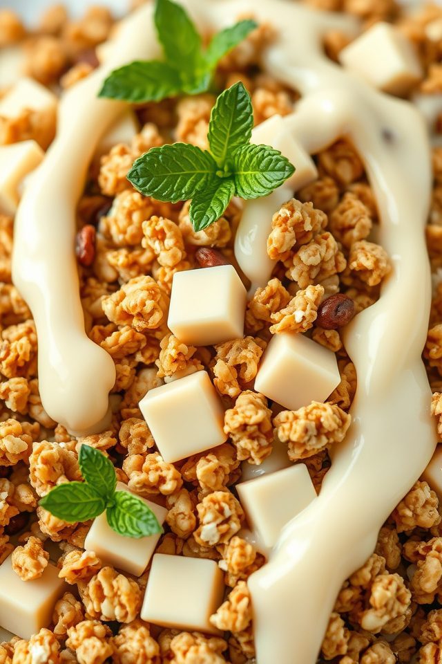 crunchy white chocolate clusters