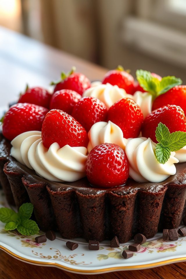 decadent chocolate strawberry pie