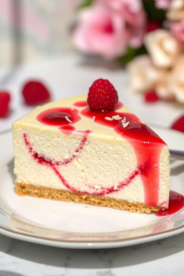 decadent white chocolate raspberry cheesecake