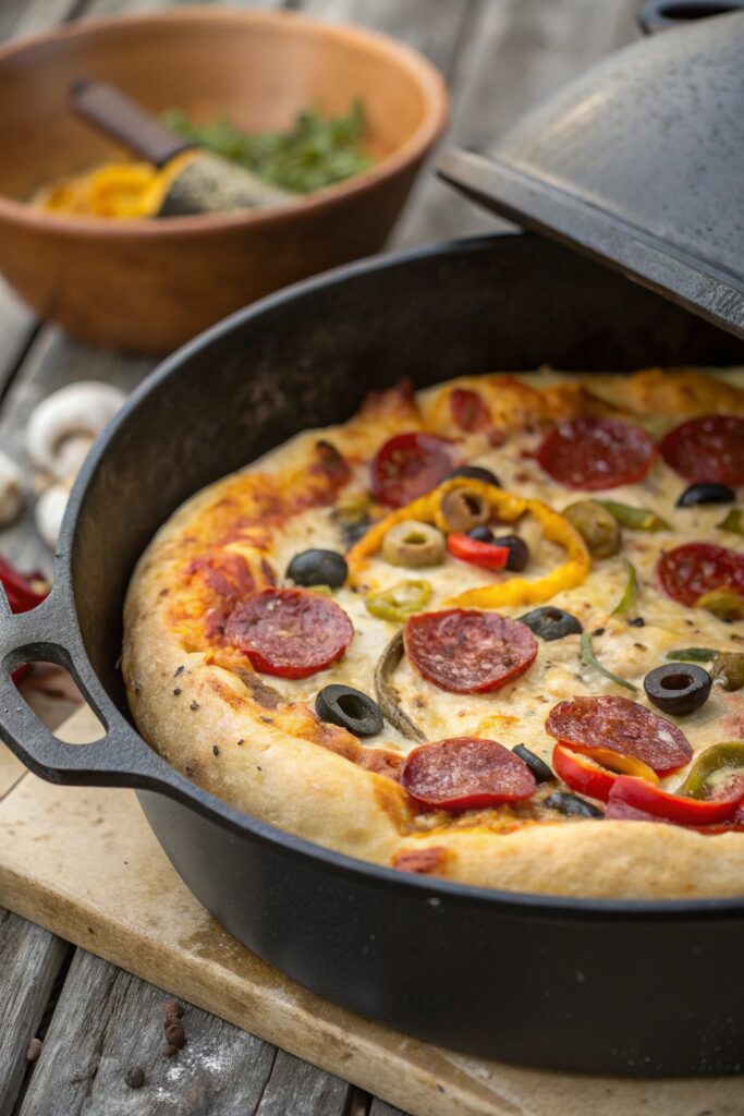 outdoor pizza cooking fun
