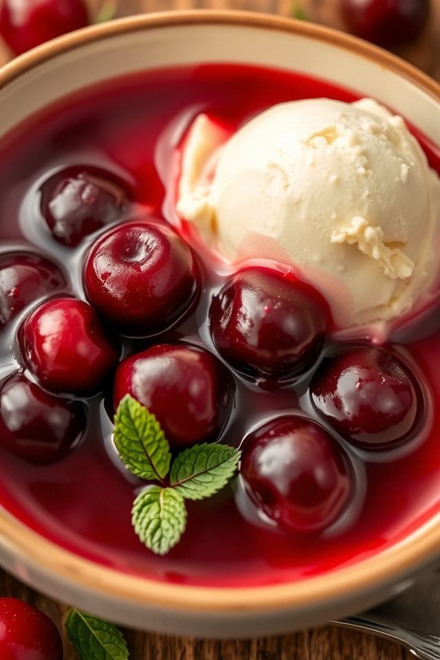 flamb ed cherries with ice cream