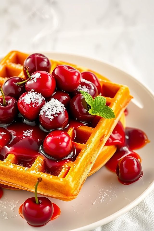flamb ed cherry waffle delight