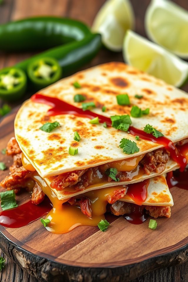 flavorful bbq pulled quesadilla